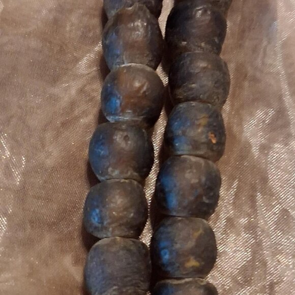 Vintage African Wooden Beaded and Metal Necklace w/ Symbolic Pendant - Picture 6 of 6